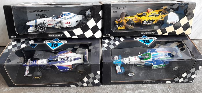 Minichamps 1:18 - 4 - Machetă mașină - Williams Renault FW18 +  Stewart Ford SF1  + - Benetton Renault B196 + Jordan Honda Mugen 198