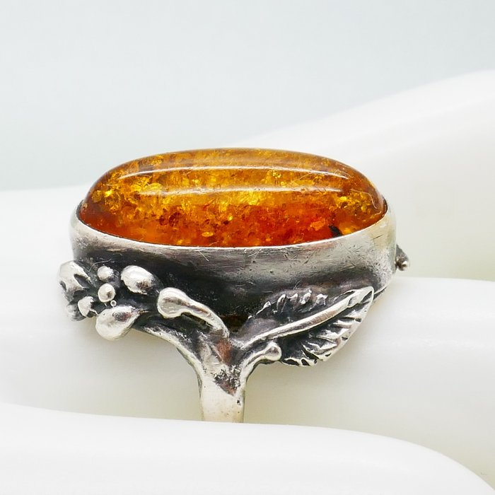 Ohne Mindestpreis - Baltic Amber Ring - Silber 
