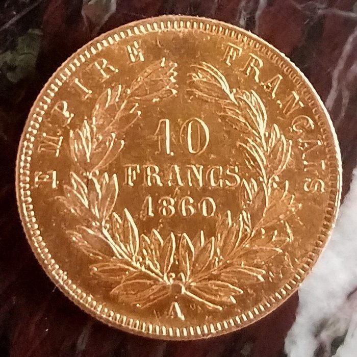 法國. 拿破崙三世 (1852-1870). 10 Francs 1860-A, Paris
