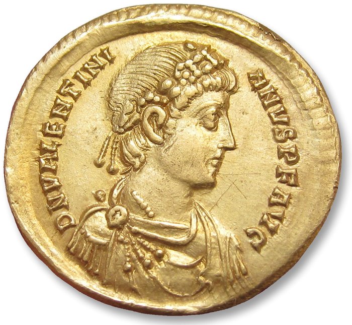羅馬帝國. 瓦倫提尼安二世 (AD 375-392). Solidus Constantinople mint, 5th officina 388-392 A.D.