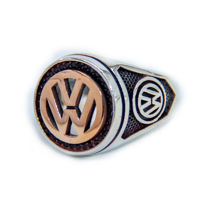 Handgefertigter Silberring mit Volkswagen-Motiv - Volkswagen
