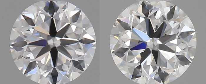 2 pcs Diamants - 0.60 ct - Brillant - D (incolore) - IF (pas d'inclusions), *No Reserve Price* *Matching Pair*