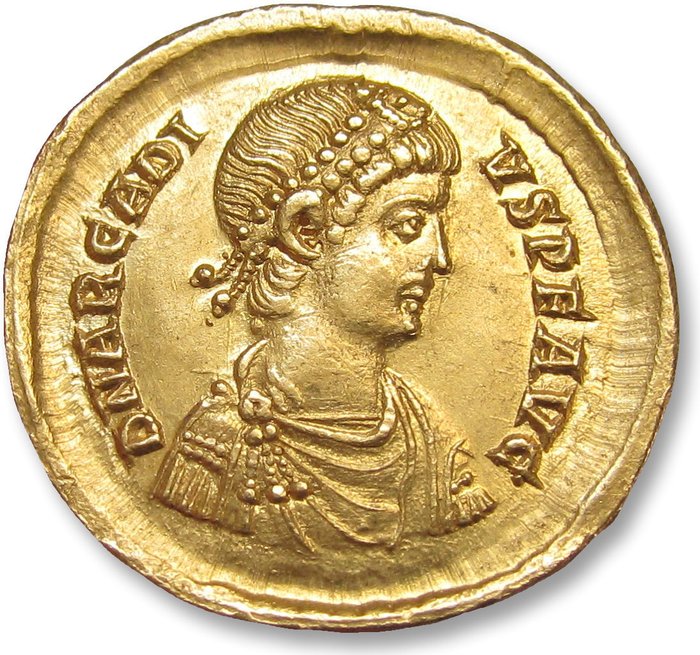 羅馬帝國. 阿卡狄奧斯 (AD 383-408). Solidus Constantinople mint, 4th officina 378-383 A.D.
