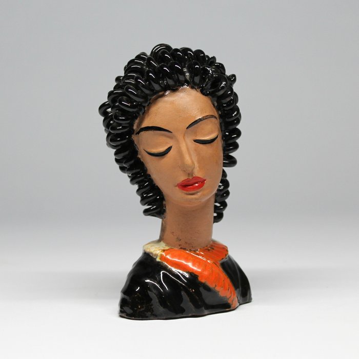 Kolozsvári Kory Ceramic - Bust, Bust of an art deco woman - 12.5 cm - Ceramic