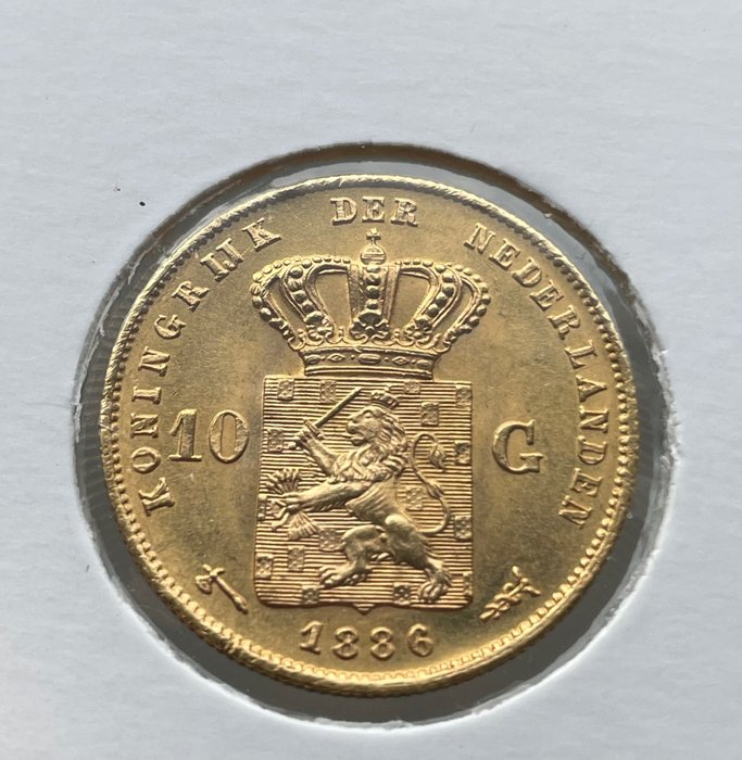 Alankomaat. Willem III (1849-1890). 10 Gulden 1886