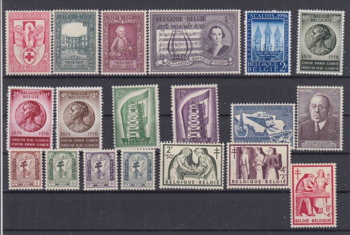 Belgien 1956/1957 - Komplette Jahrgänge 1956 (-1005/1007) + 1957 mit Block