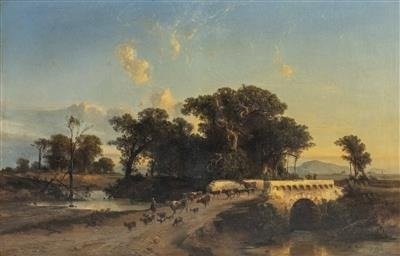 Hermann Both (1826-1861) - Berglandschaft mit Brücke