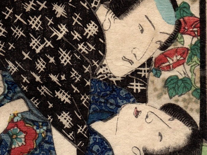Fifty-four Chapters of Floating World Genji 浮世源氏五十四帖 - Ephemerids 蜻蛉 - ca. 1861-64 - Utagawa Kunimori II 二代目歌川国盛 (1827-1899) - Japan -  Sene Edo-periode