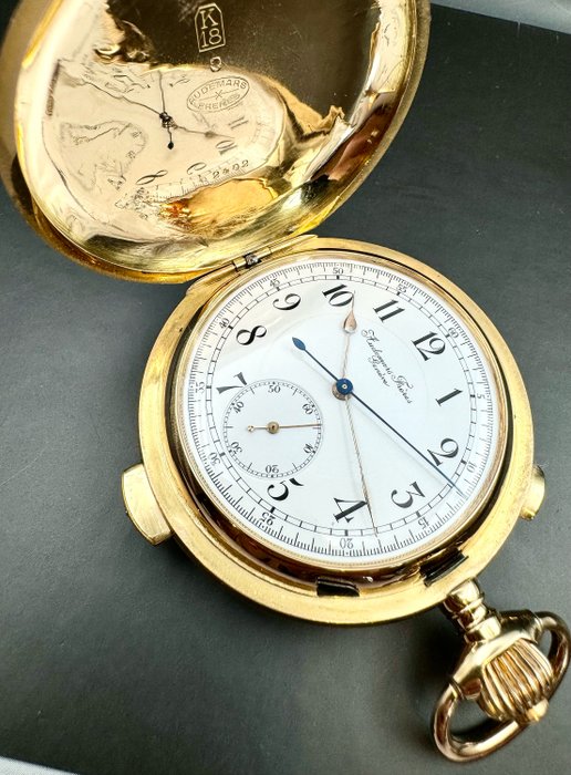 Audemars Frères Genève 18K GOLD Minute Repeater Chronograph Hunter Case Pocket Watch - 1850-1900