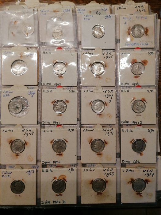 美国. A 209-piece collection of USA coins, including silver 1916-1992
