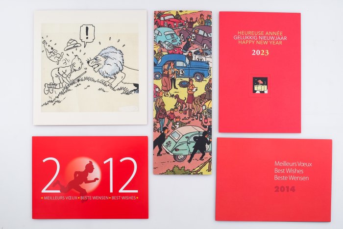 Tintin - Ensemble de 5 cartes de vœux - 5 Cartões comemorativos - 2012/2023