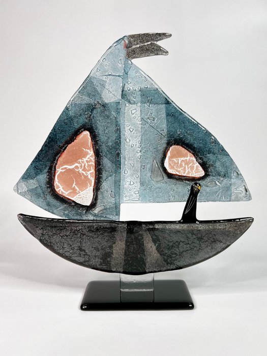 Maciej Habrat - sculptuur, Glass Ship - 33 cm - Glas - 2024