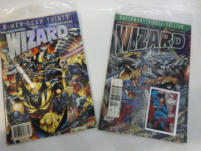 Wizard of Comics First Edition / Collectors Edition - Superman & X-Men - 2 Képregény Magazin lezárva - Első kiadás - 1993