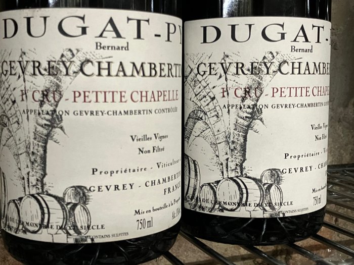 2007 & 2008 Dugat  Py "Petite Chapelle" Vielles Vignes - Gevrey-Chambertin 1er Cru - 2 Flasker  (0,75 l)