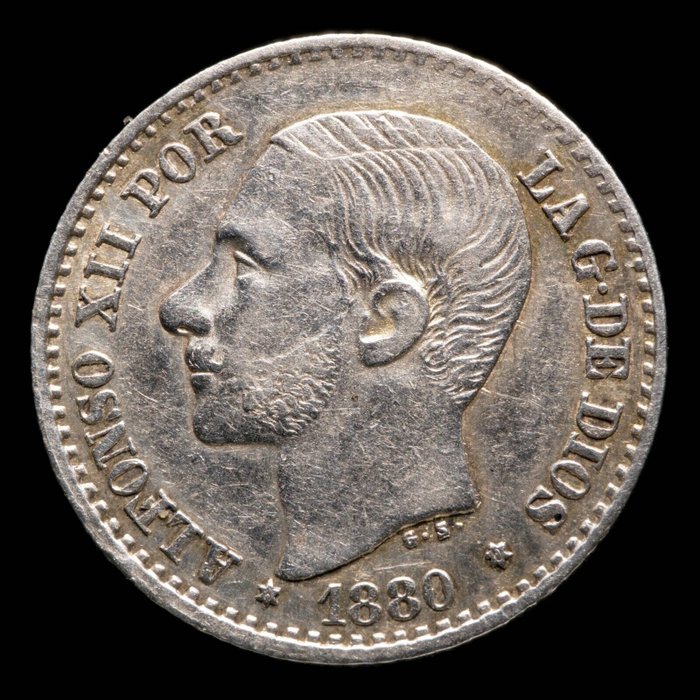 Hiszpania. Alfonso XII (1874-1885). 50 Céntimos de plata 1880 (* 8-0)  (Bez ceny minimalnej
)