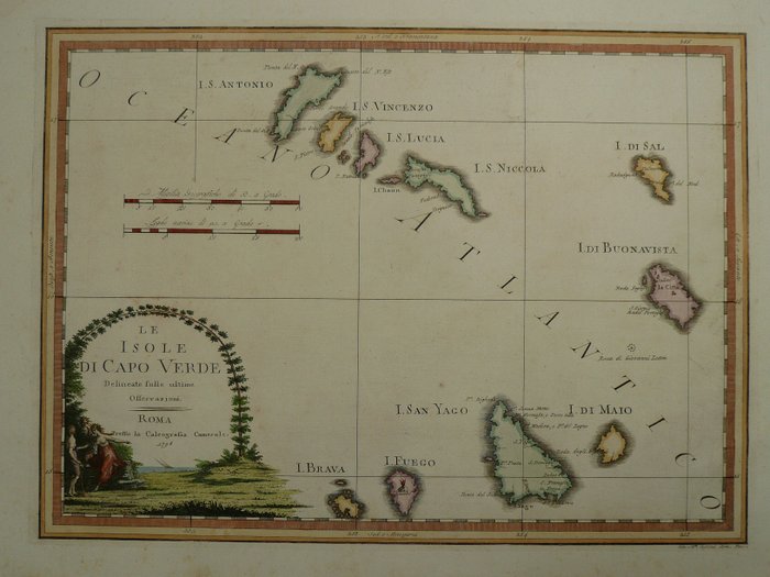 非洲, 地圖 - 佛得角/佛得角; Maria Cassini - Le Isole di Capo Verde - 1781-1800