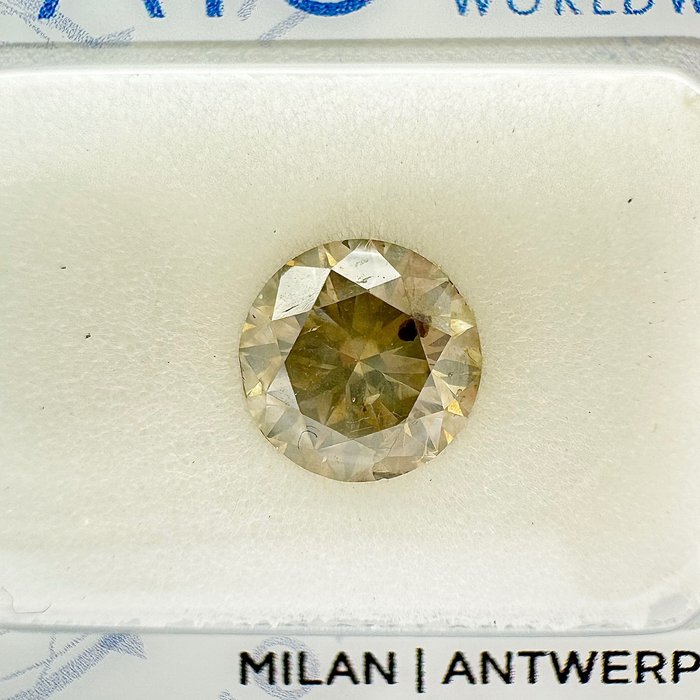 1 pcs Diamante - 1.51 ct - Rotondo - fancy light yellowish grey - SI3, No Reserve Price!