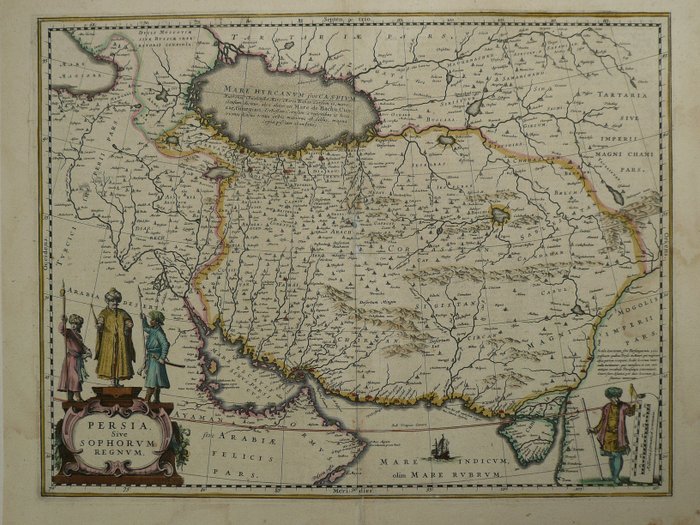 Asien, Landkarte - Iran / Irak / Kaspisches Meer / Afghanistan / Pakistan; Henricus Hondius - Persia sive Sophorum regnum - 1621-1650