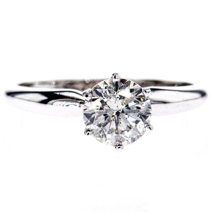 没有保留价 订婚戒指 - 白金 -  1.02ct. 圆形 钻石 