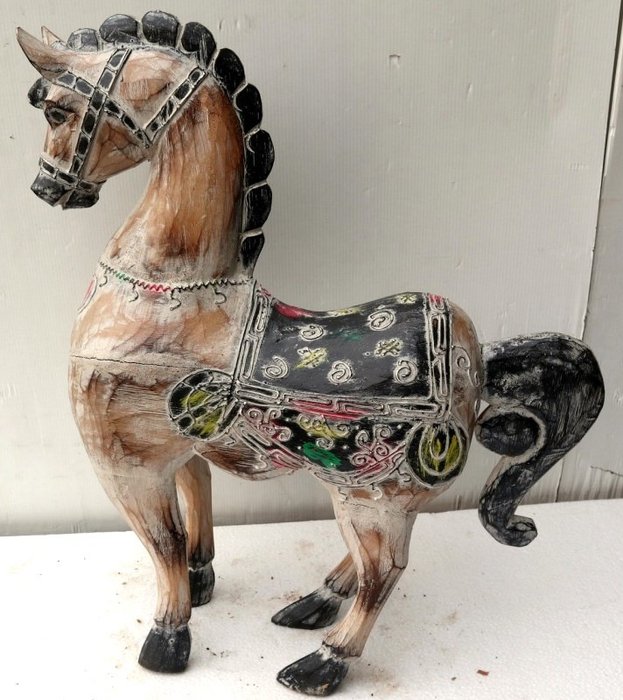 雕塑, Marblechic - Cavallo imperiale in legno - 53 cm - 木