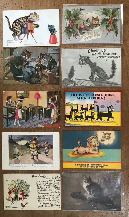Pisici - inclusiv ilustratoarea Jacqueline Bourdillon - Carte poștală (56) - 1900-1990
