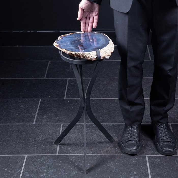 Stół środkowy - Ekskluzywny stolik kawowy - Najwyższej jakości plaster agatu w kolorze głębokiego błękitu - 8,4 kg