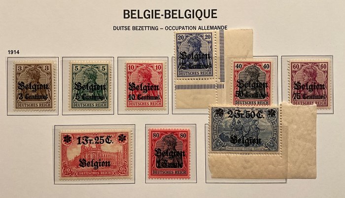 Belgien 1914/1920 - Komplet samling af Besættelsesfrimærker på DAVO Bladen - POSTFRIS - OC 1/105