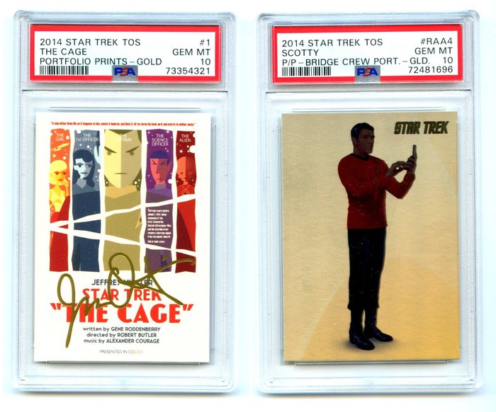 Star Trek Tos - 2 Graded card - Star Trek - The Cage Portfolio Prints - Gold & Scotty - PSA 10