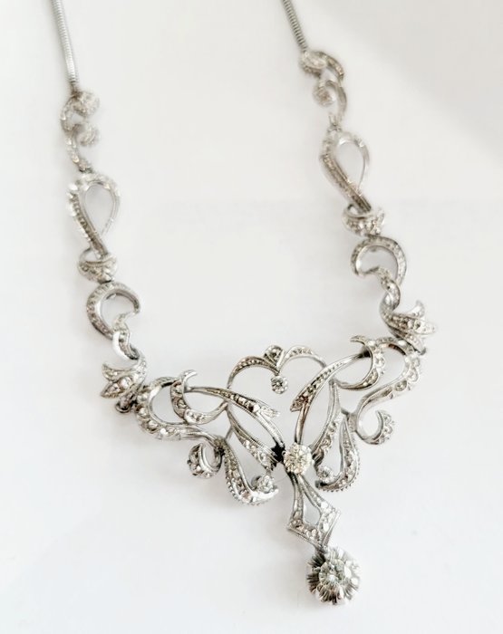 Halsband med hänge - 18 kt Vittguld -  0.55ct. tw. Diamant  (Natural) - Diamant