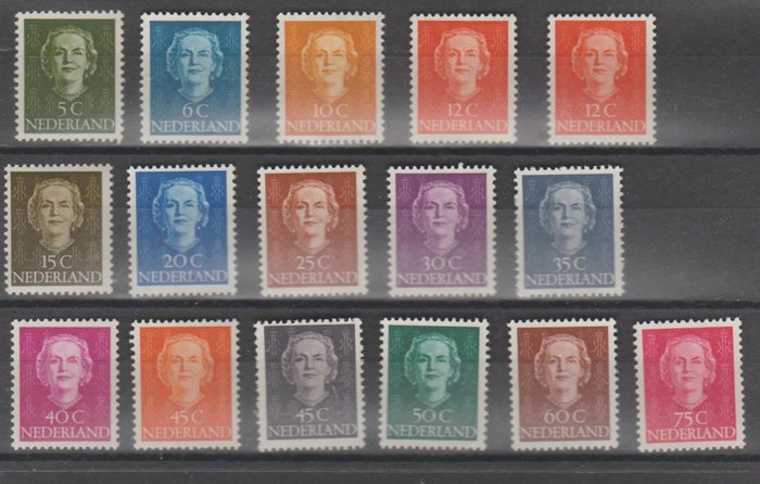 Pays-Bas 1949/1951 - La reine Juliana 'En face' - NVPH 518/533