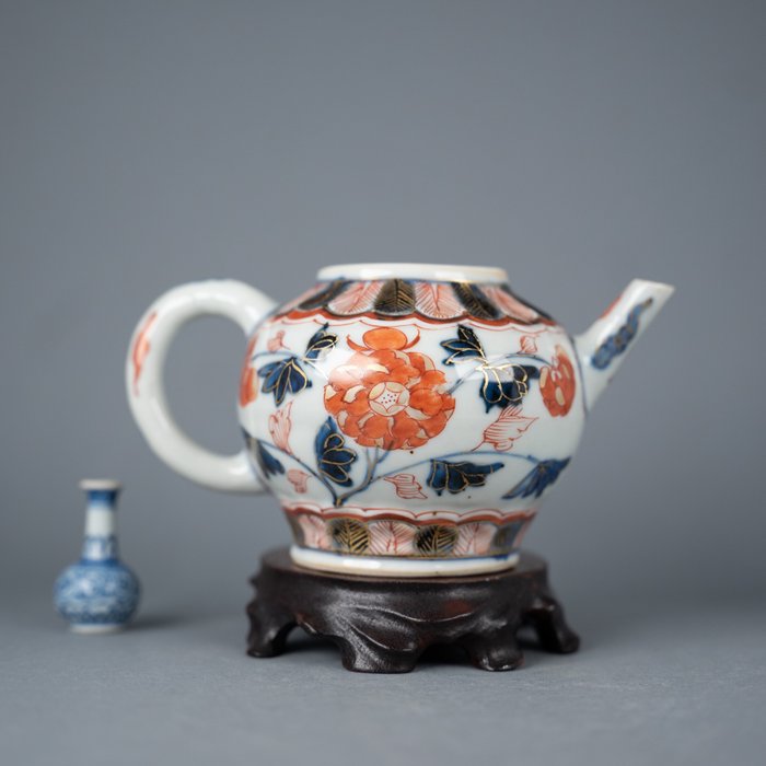 茶壺 - 高品質－牡丹、菊花、雲彩 - 瓷器