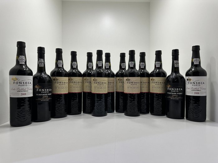 Fonseca: 2003 x2 Vintage Port, 2008 x2 LBV & 9x 10 Years Old Tawny (Bottled 2012) - Oporto - 13 Sticle (0.75L)