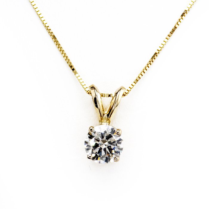 No Reserve Price - Necklace with pendant Yellow gold Round Diamond  (Natural) 