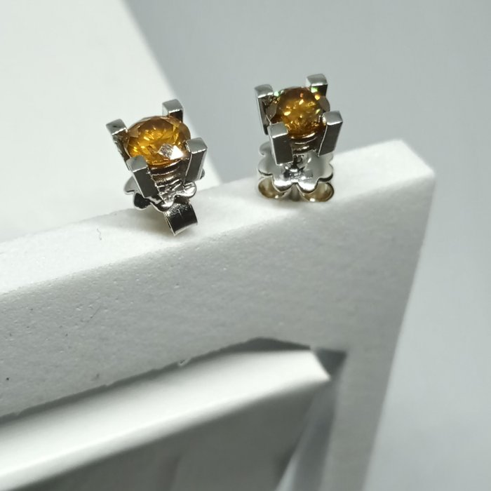 Ohne Mindestpreis - Ohrringe Weißgold -  0.97 tw. Diamant  (Farbbehandelt) 