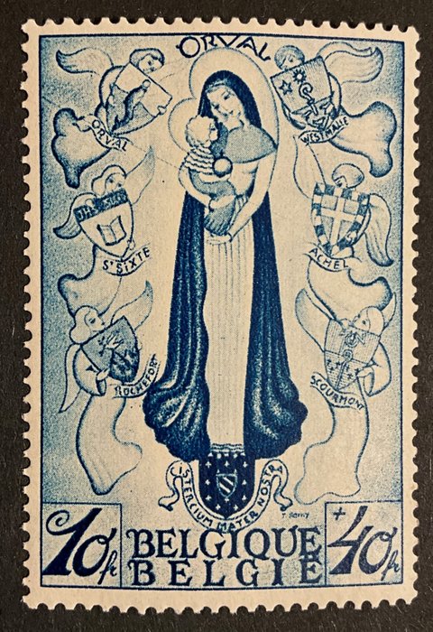Belgien 1933 - Andra Orval "Grote Orval" - Högst värde med sorten "Grote Kras / Grande Griffe" - OBP 374-V / POSTFRIS