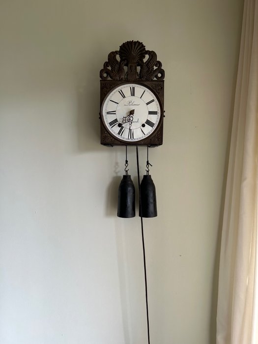 Zegar ścienny - Zegar stołowy z wahadłem - drewno, brąz - 1850-1860