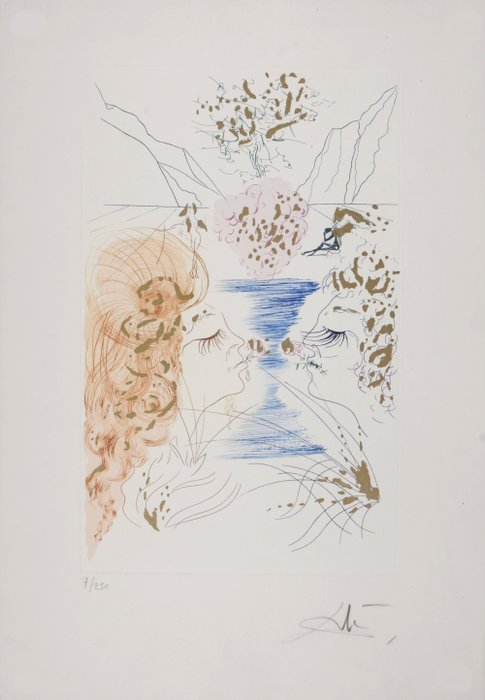 Salvador Dali (1904-1989) - Cantique des Cantiques : Le Baiser - Hand-signed