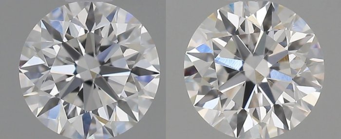 2 pcs Diamanten - 0.82 ct - Brillant - D (farblos) - VVS1, *No Reserve Price* *Matching Pair* *3EX*
