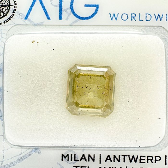 1 pcs Diamante - 1.82 ct - Asscher - amarillo verdoso claro fantasía - SI2, No reserve price