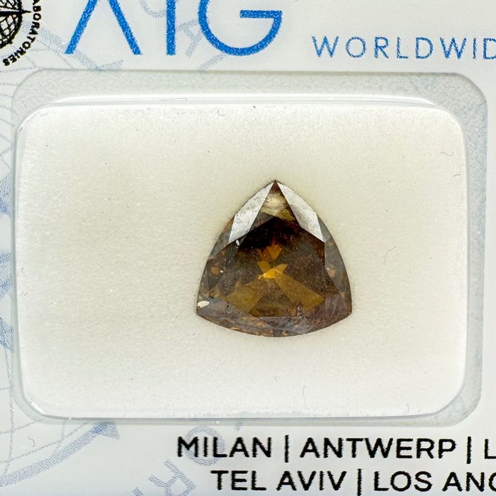 1 pcs Diamant - 1.63 ct - Trilion - maro gălbui închis modern - SI3, No Reserve Price!