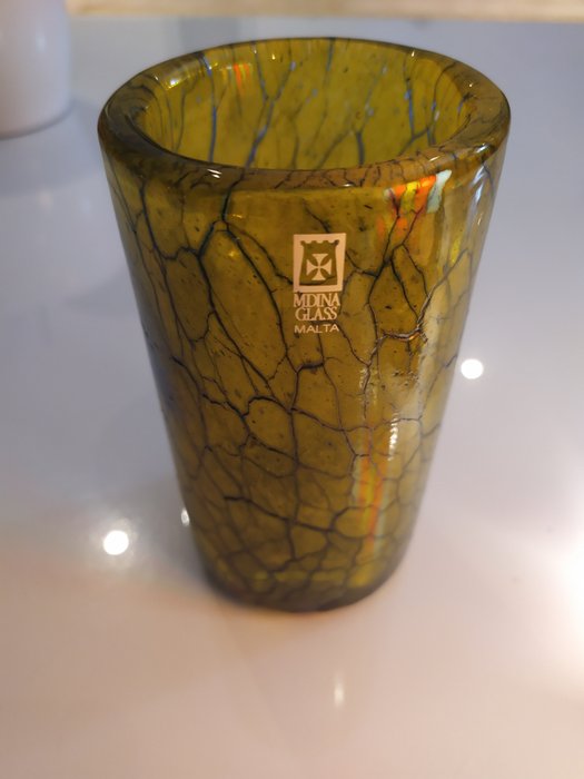 Mdina Michael Harris - 花瓶 -  綠色網路 / 簽名 Mdina  - 玻璃