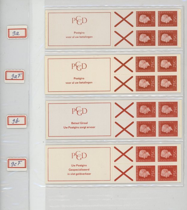 Holland 1969/1971 - Komplet serie af posthæfter PB9 - NVPH PB9a t/m PB9hF