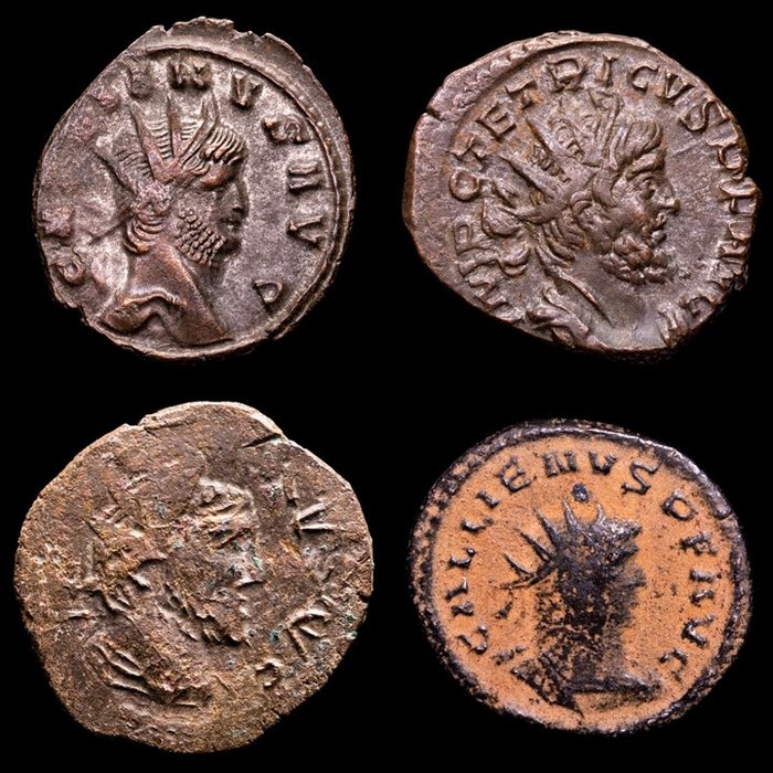 Römisches Reich. Gallienus (2) & Tetricus (2). Lot comprising four (4) antoninianus From Rome, Antioch & Trier
