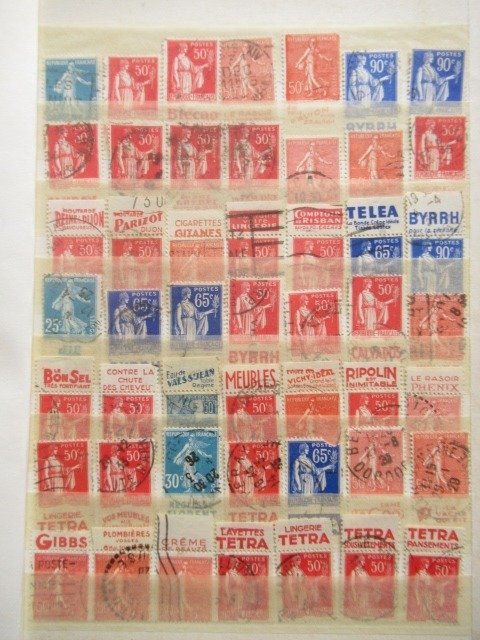 Frankreich  - Sammlung von Briefmarken mit Werbung