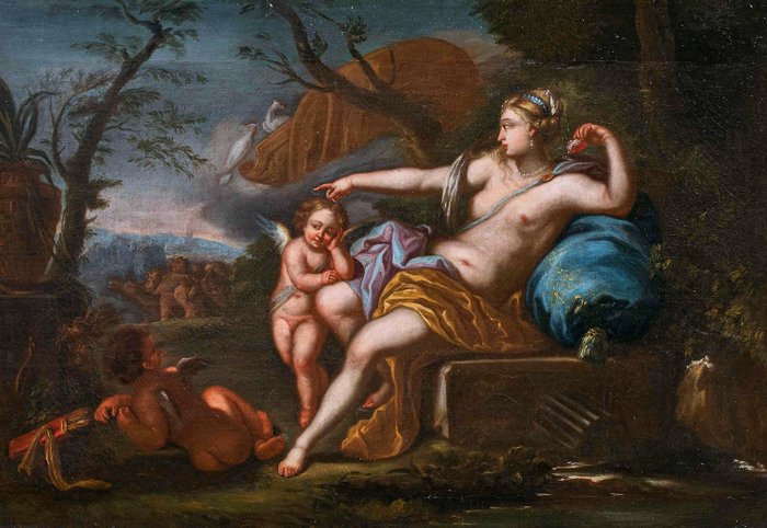 Ambito di Bon Boullogne (1649-1717) - Venere e Cupido con corteo bacchico