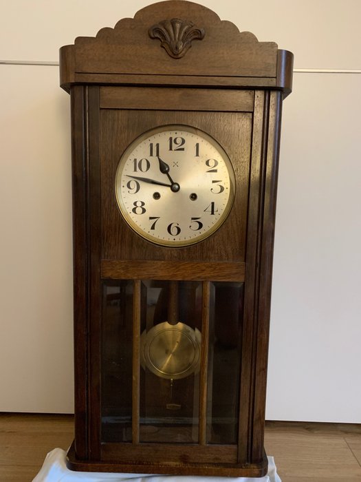 Ρολόι τοίχου - Εκκρεμές ρολόι, Ορθογώνιο ρολόι τοίχου, Ρυθμιστής - Αρ Ντεκό - Ξύλο - 1920-1930