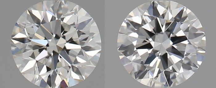 2 pcs Diamanten - 0.80 ct - Briljant - F - VVS1, *No Reserve Price* *Matching Pair* *EX*