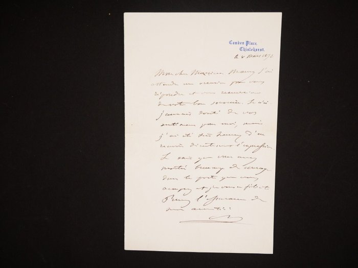 Napoléon III - Lettre autographe signée [à Alfred Maury] - 1872