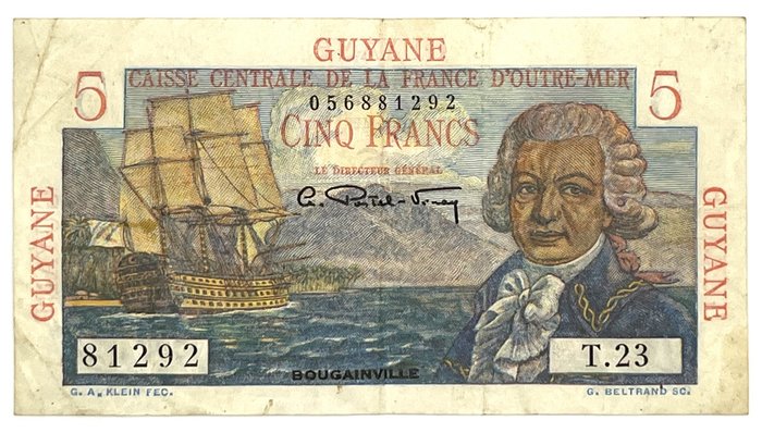 French Guiana. - 5 Francs ND (1947-1949) - Pick 19a  (No Reserve Price)