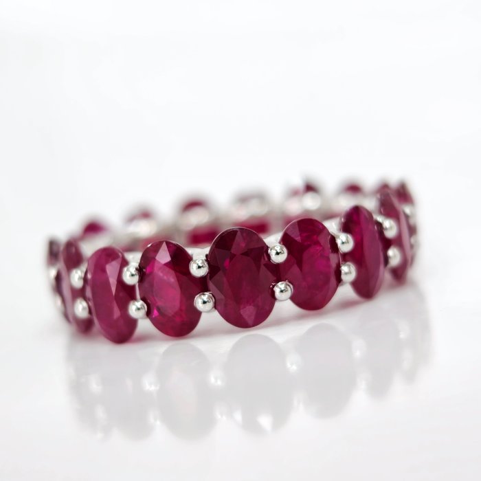*no reserve* 10.05 ct Red Ruby Designer Eternity Ring - 4.69 gr - 14 carats Or blanc - Bague - 10.05 ct Rubis